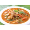 Pork with red curry served with white rice