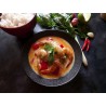 Crevettes au curry rouge riz blanc