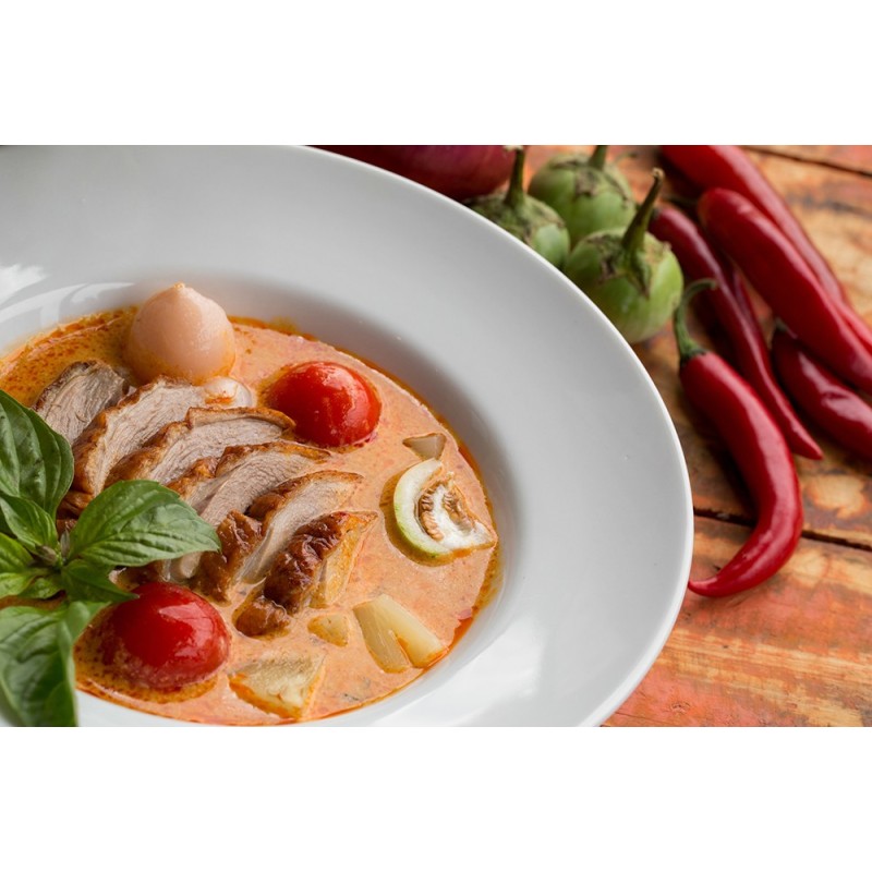 Stir-fried Duck with Yellow curry served with rice